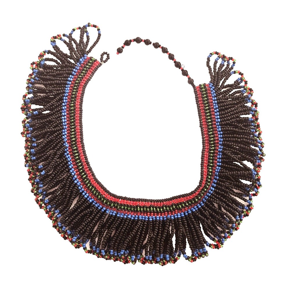 Vintage Native American Twisted Seed Bead Collar Necklace Handmade
